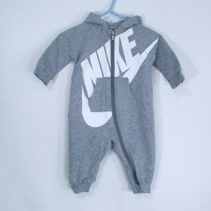 Nike Gray Hooded Romper Jumpsuit w/ Pocket 6M